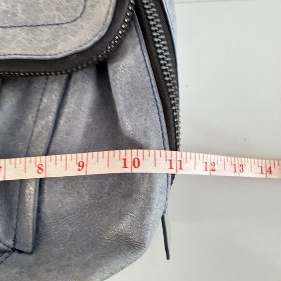 Botkier Warren Leather Backpack Blue Drawstring Zipper Straps - Picture 11 of 13